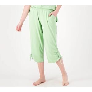 NWOT Cuddl Duds Cropped Pants Capri with Side Cinch SIZE XL Quiet Green